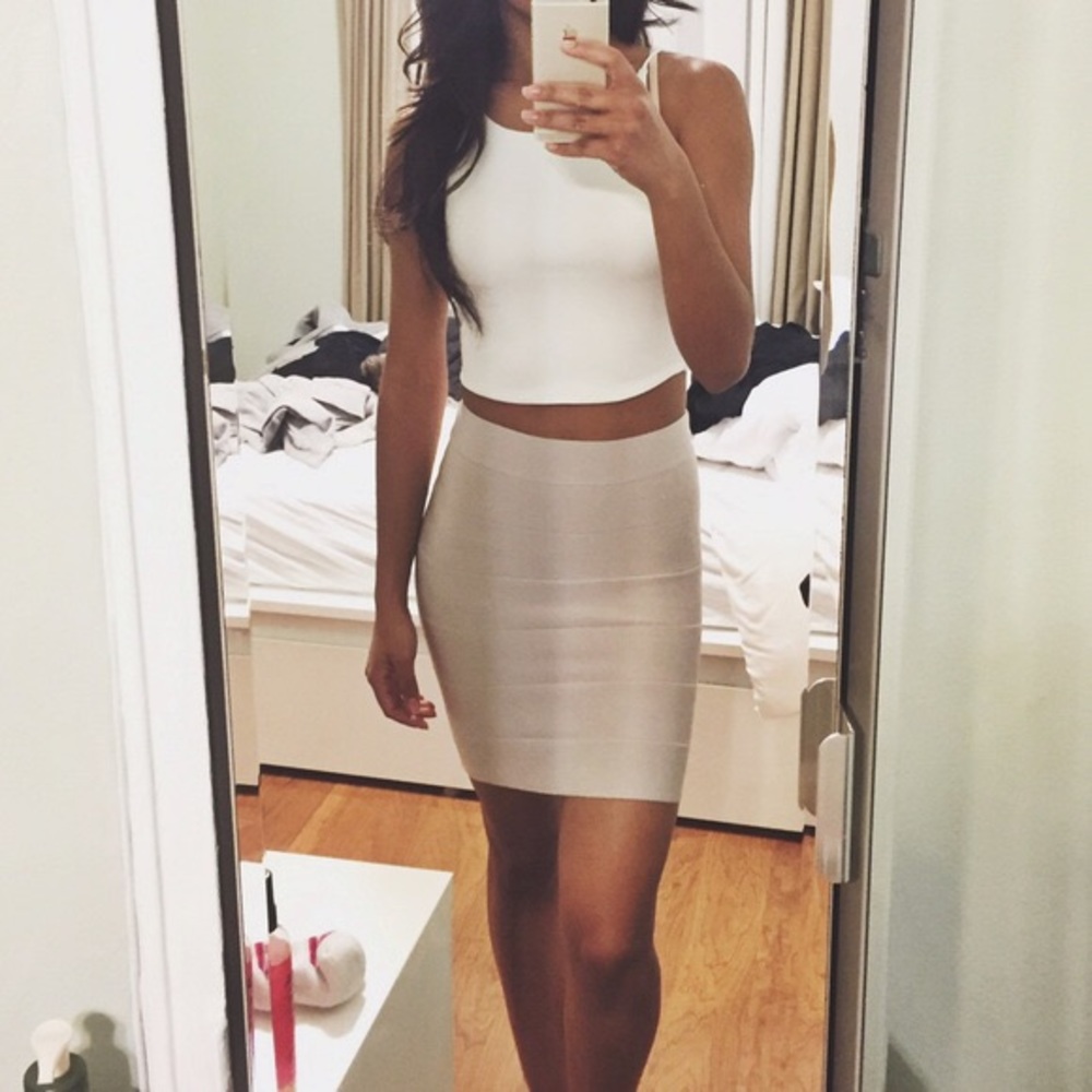 NWOT Bebe beige bandage skirt